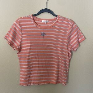Striped Embroidered Babydoll Tee